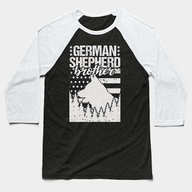 German Shepherd Brother American Flag Baseball T-Shirt by Tesszero